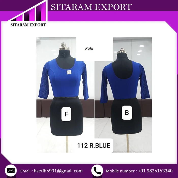 Buy Best Cotton Lycra Stretchable Women Blouse Full Net Sleeve At Wholesale Price