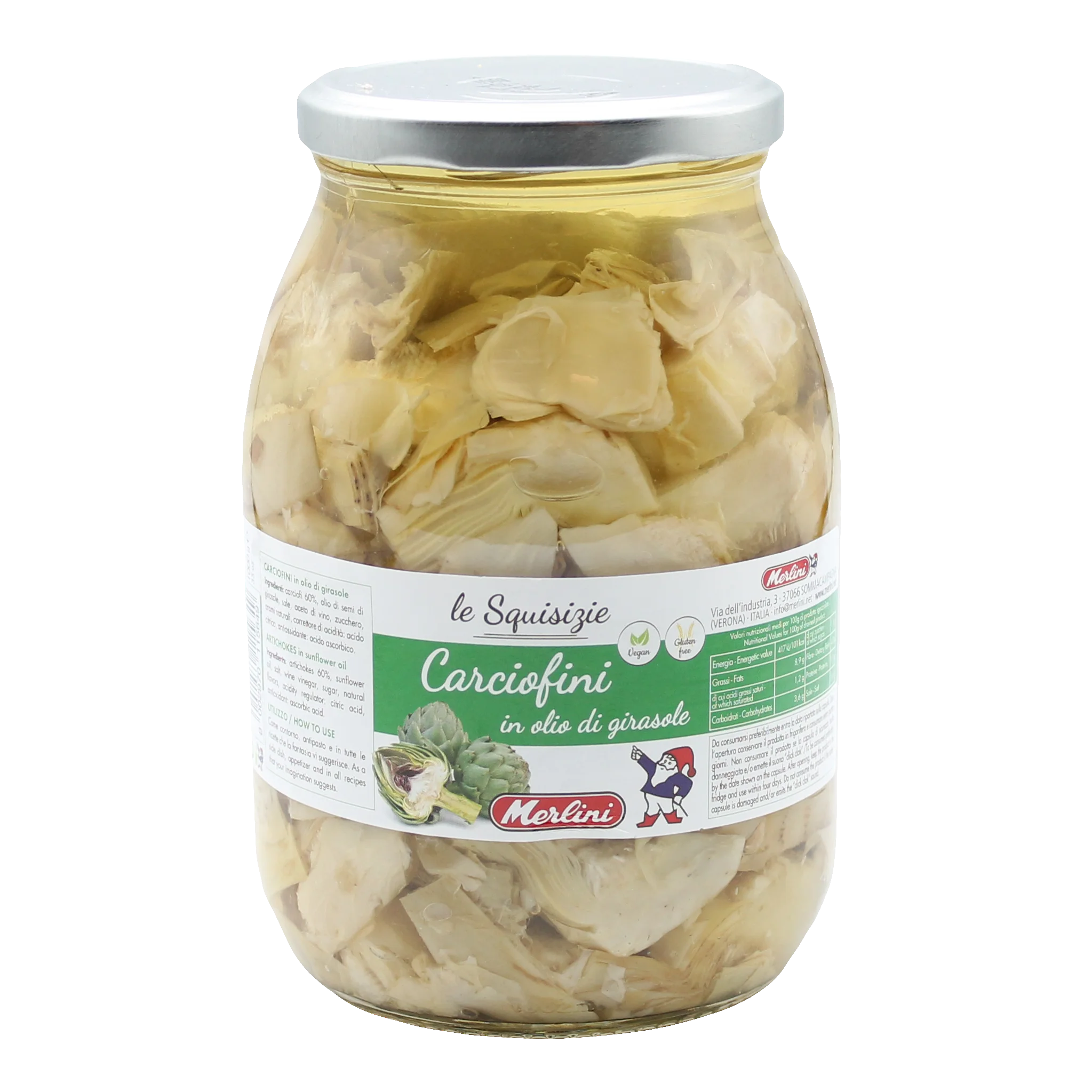 Preserved in Oil artichokes 1000g made in Italy carciofi quarters