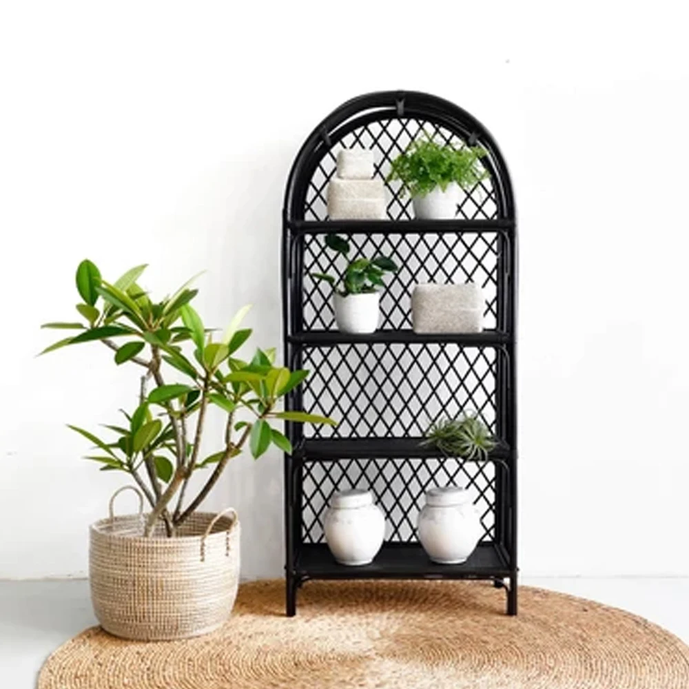 
Vintage Home Decorative Rattan Black Bookshelf Made in Vietnam Wholesale 