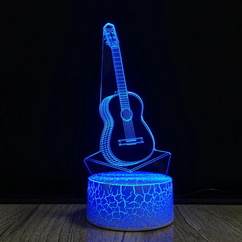 3D Illusion Lamp Guitar Night Light LED Desk Table Lamp 7 Color Changing Touch Sensor Nightlight