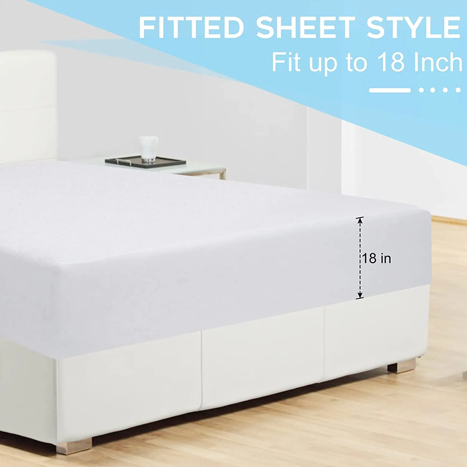 Водонепроницаемый бамбуковый чехол для матраса, протектор для матраса, воздухопроницаемая объемная воздушная ткань с глубоким белым карманом 8-21 дюйм