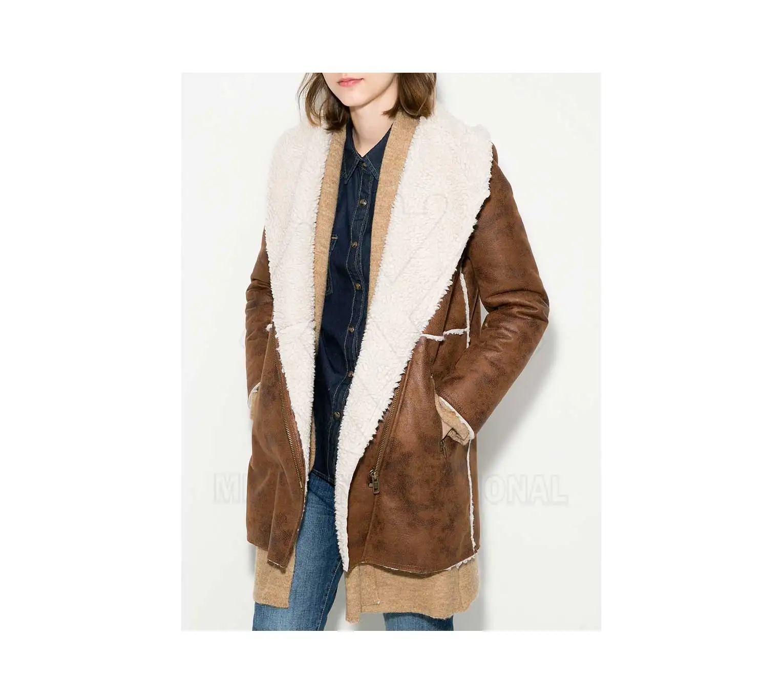New Fashion Long Shearling Coats And Jackets For Women Girls Winter Coats