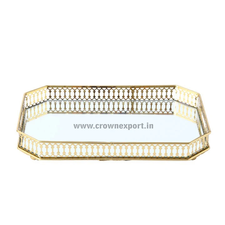 Iron Mirror Serving Tray Restaurant & Hotel Supplies Glass Serving Dish And Platters For barware high quality metal used in iron