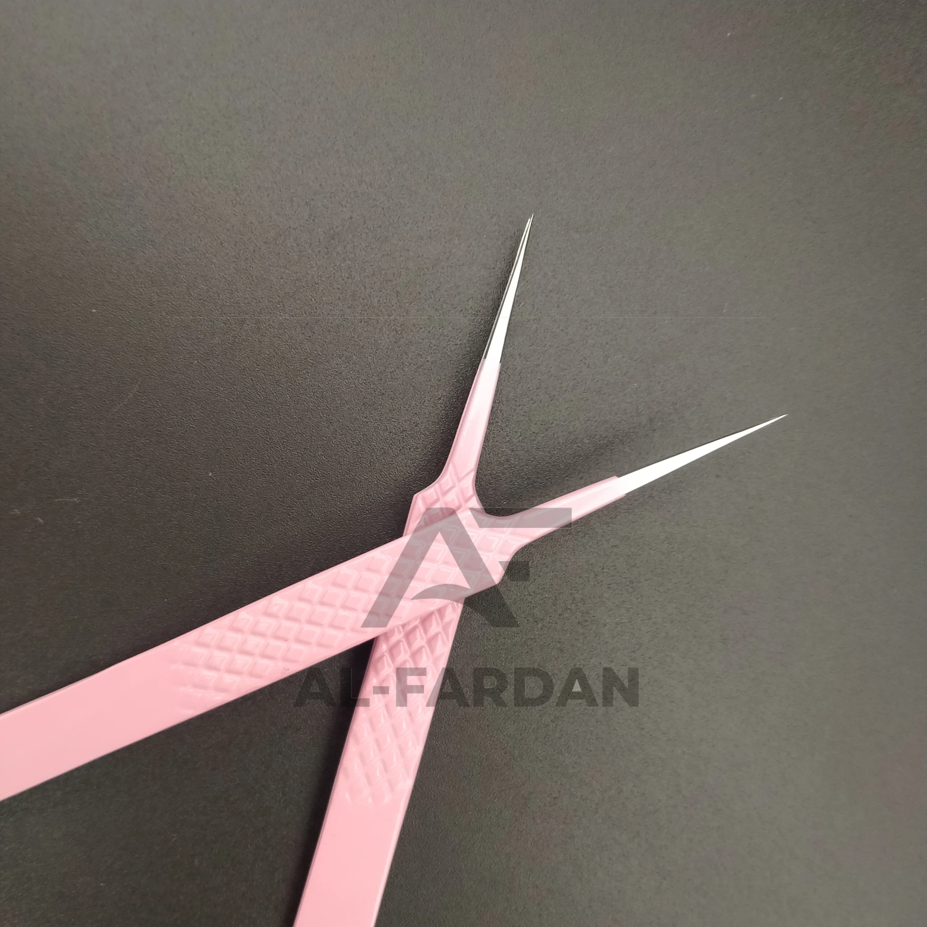Baby Pink Color Straight Pointed Silver Tip Tweezers For Lash Extension Diamond Print Stainless Steel Fiber Grip Eyelash Tweezer