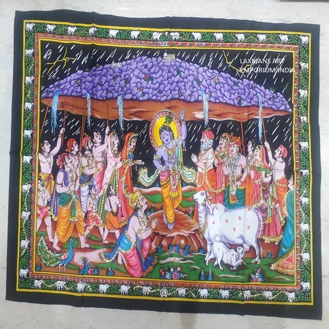 Lord Krishna Batik Printed Cotton Wall Hangings Tapestries For Wholesale Supplier From India