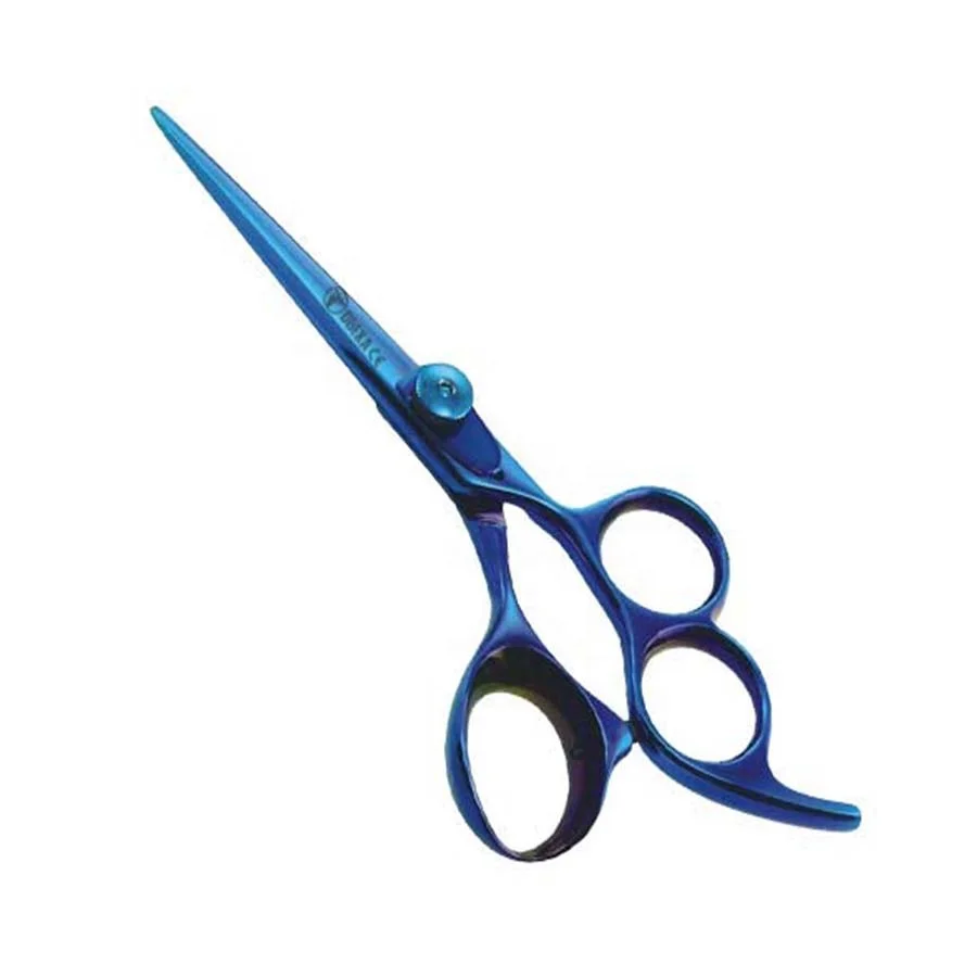 Professional Blue Titanium Coated 3-Ring Barber Haircut Scissor  Precision Cutting Tool