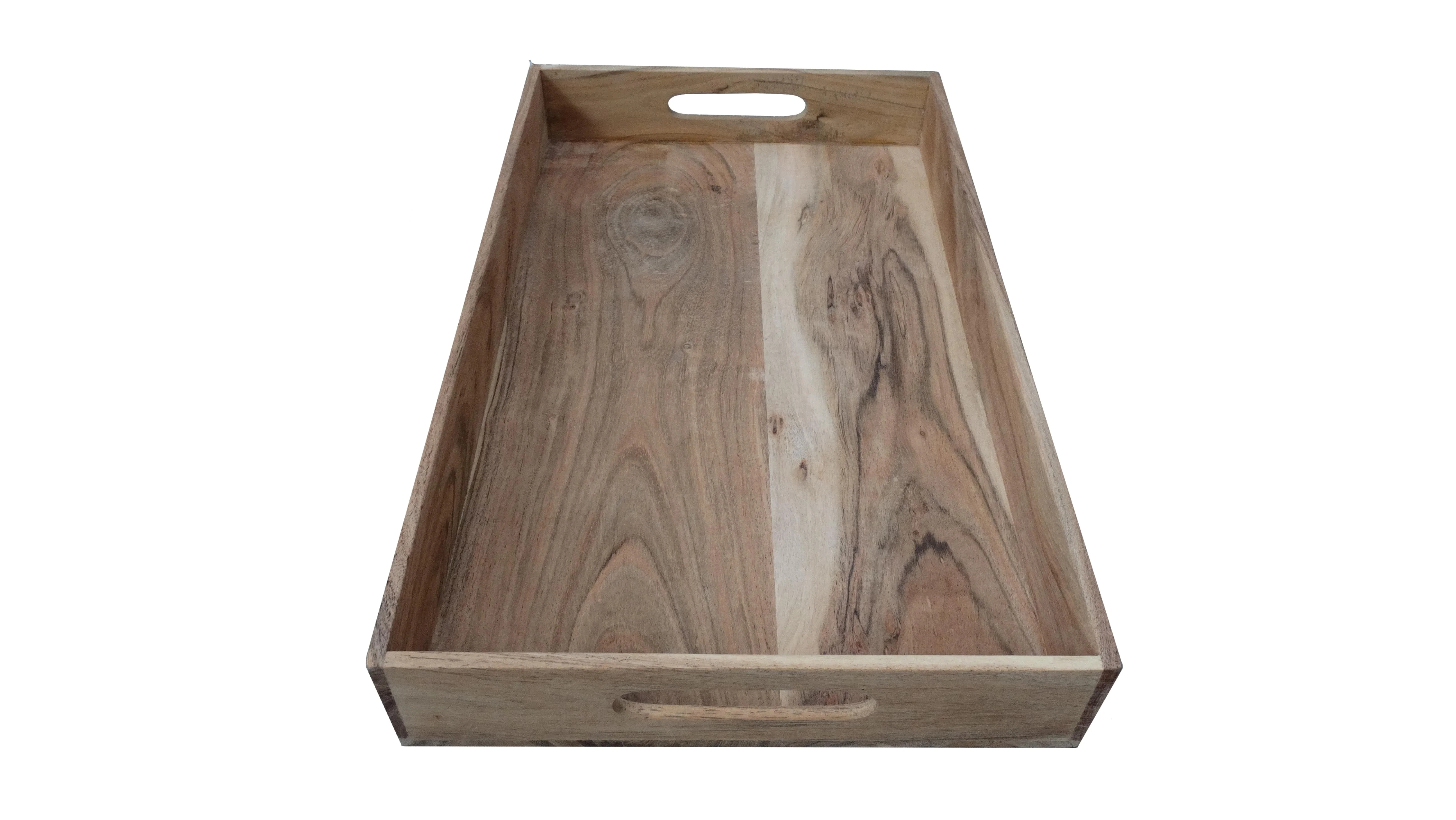 Rectangle Wooden Tray Large Size Natural Finish High Quality Handcrafted Acacia Wood Home Hotel Food Drinks Serving Wooden Tray