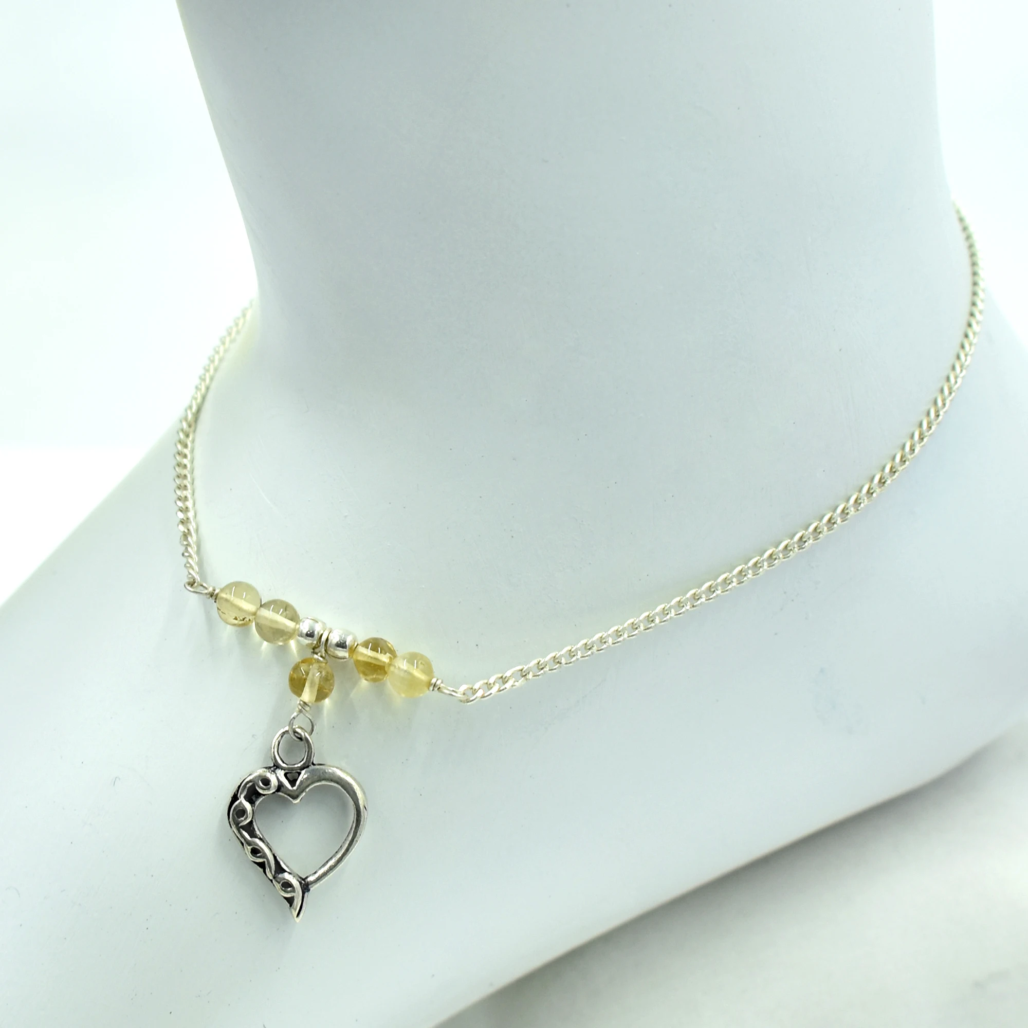 925 Sterling Silver Anklet Natural Citrine Round Gemstone Anklet Handmade Silver Charm Jewelry Manufacturer