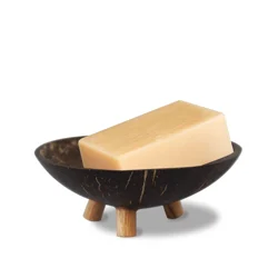 Made in Vietnam Coconut Shell Soap Dishes for Bathroom and Kitchen - Natural Stylish Handcrafted Bar Soap Holder, Sponge Holder