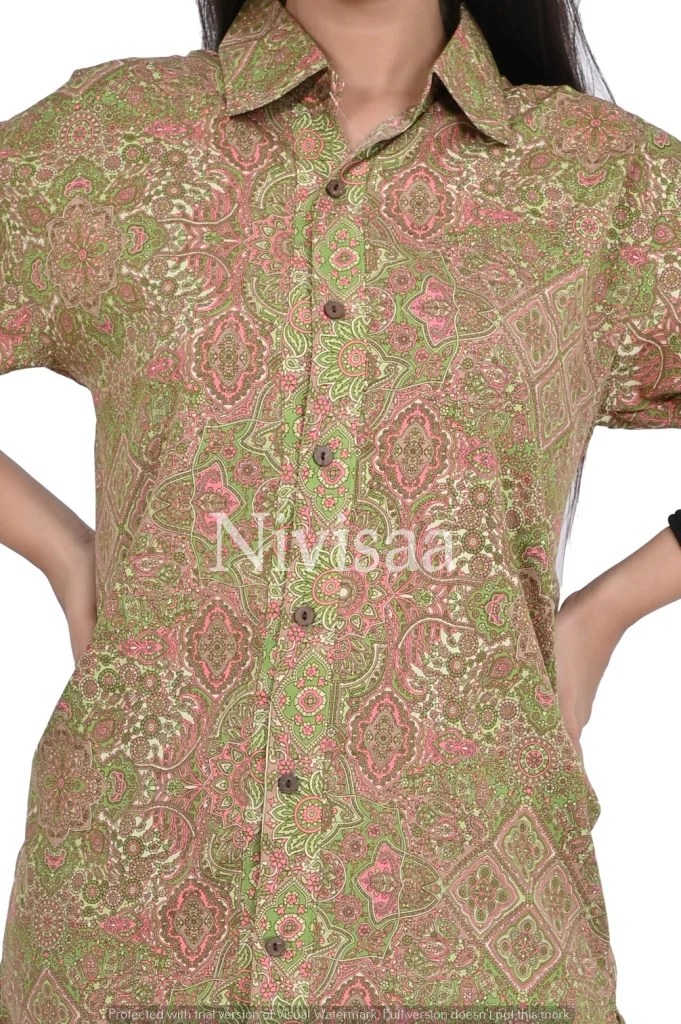Top Selling Vintage Floral Printed Collar Style Shirt Top Casual Wear Shirt for Girls and Women available at Reasonable Price