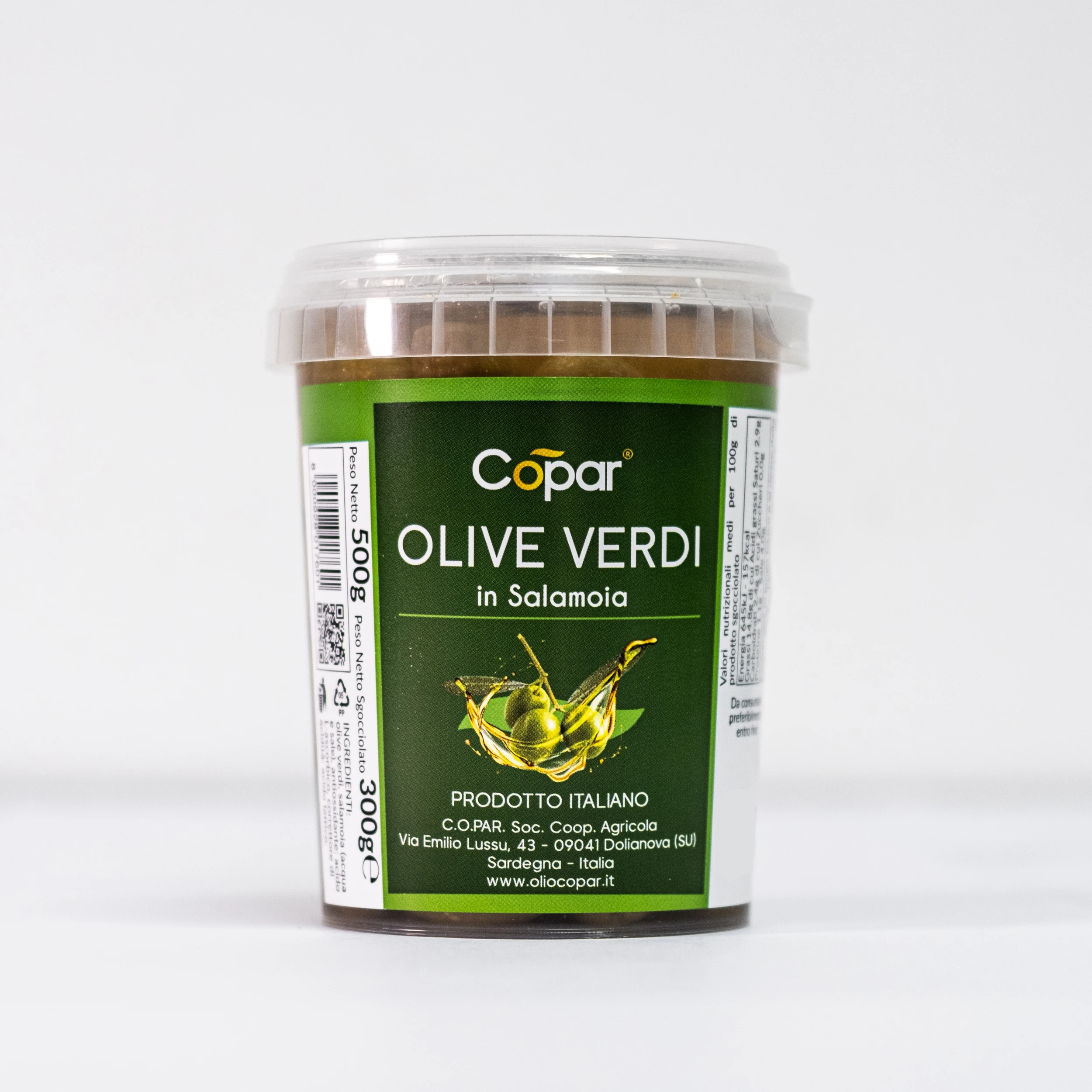 Premium quality Italian organic natural green olives in brine 300 gr plastic jar for supermarket for export