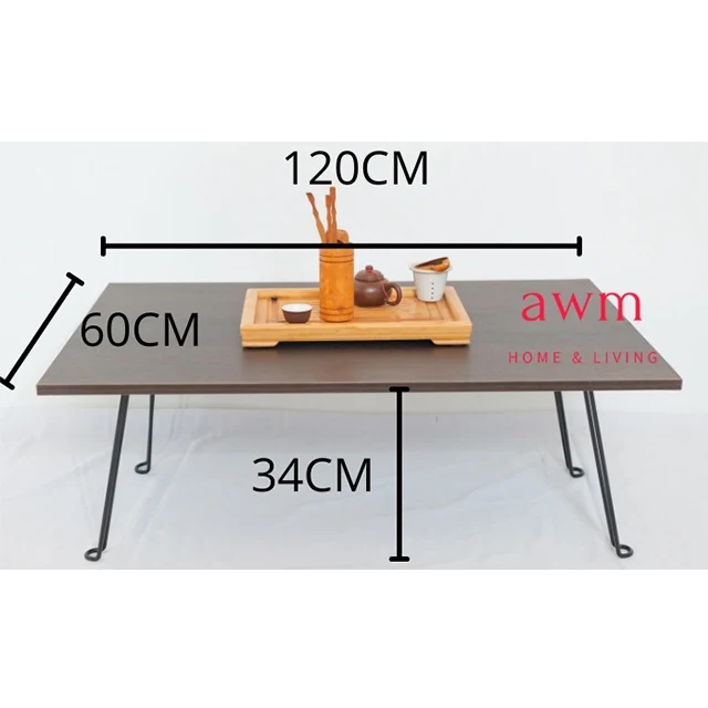 Сделано в Малайзии высший выбор полностью собранный стол черного цвета японском стиле со складными ножками для столовой или гостиной