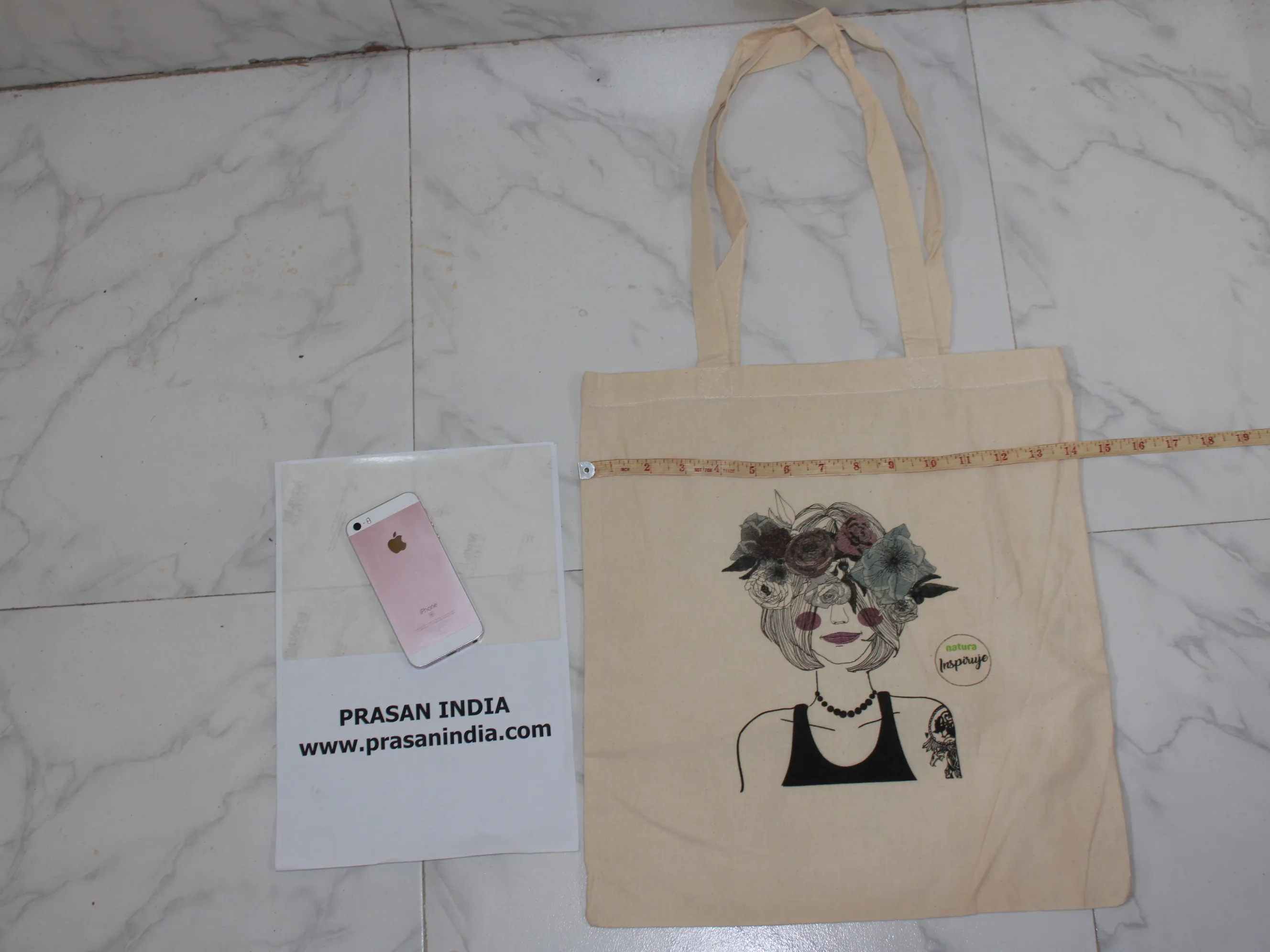 Sophisticated canvas bag with digital print and quality fabric muslin calico