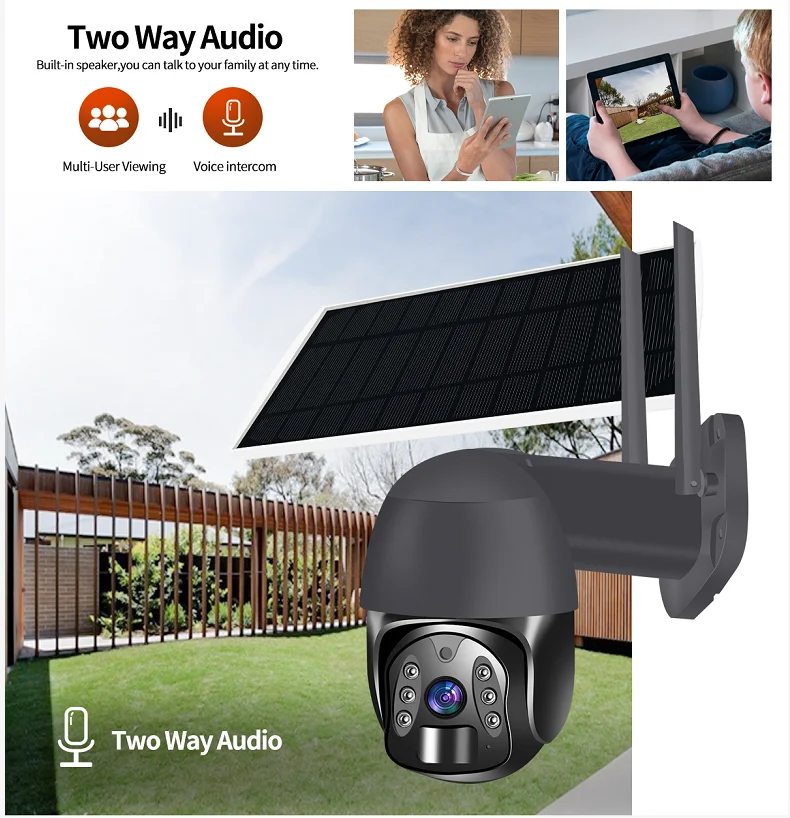 OEM 1080P Solar Panel Security PTZ Surveillance Camera Tuya Smart 4G Sim Card Solar Powered CCTV Camera Outdoor Solar Camera