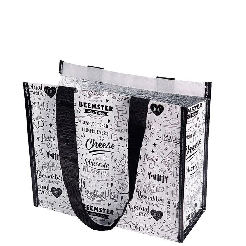 Custom Logo Printed PP Woven Versatile Cooler Bag Carry Food With Zippers For Kids And Adults