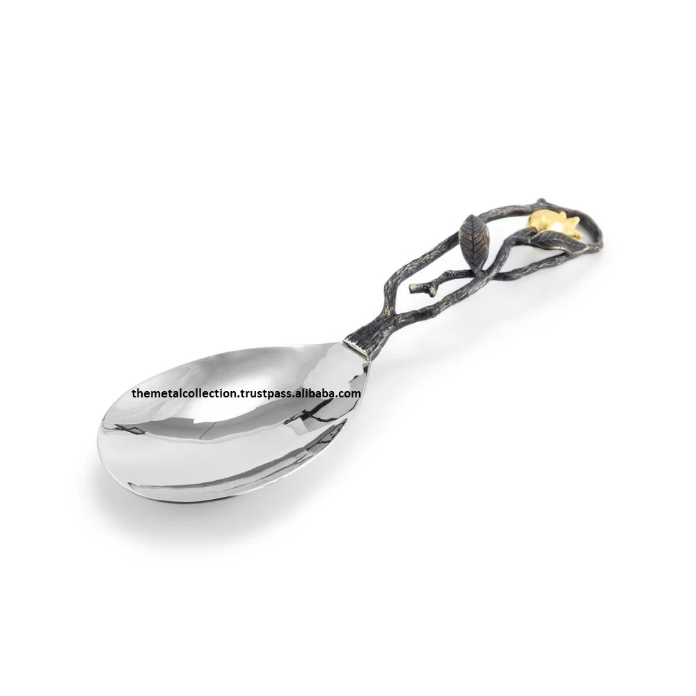 Metal Pomegranate Rice Serving Spoon use for Kitchenware Dinnerware Flatware Spoon Decor Silver Color Antique Design Steel Spoon