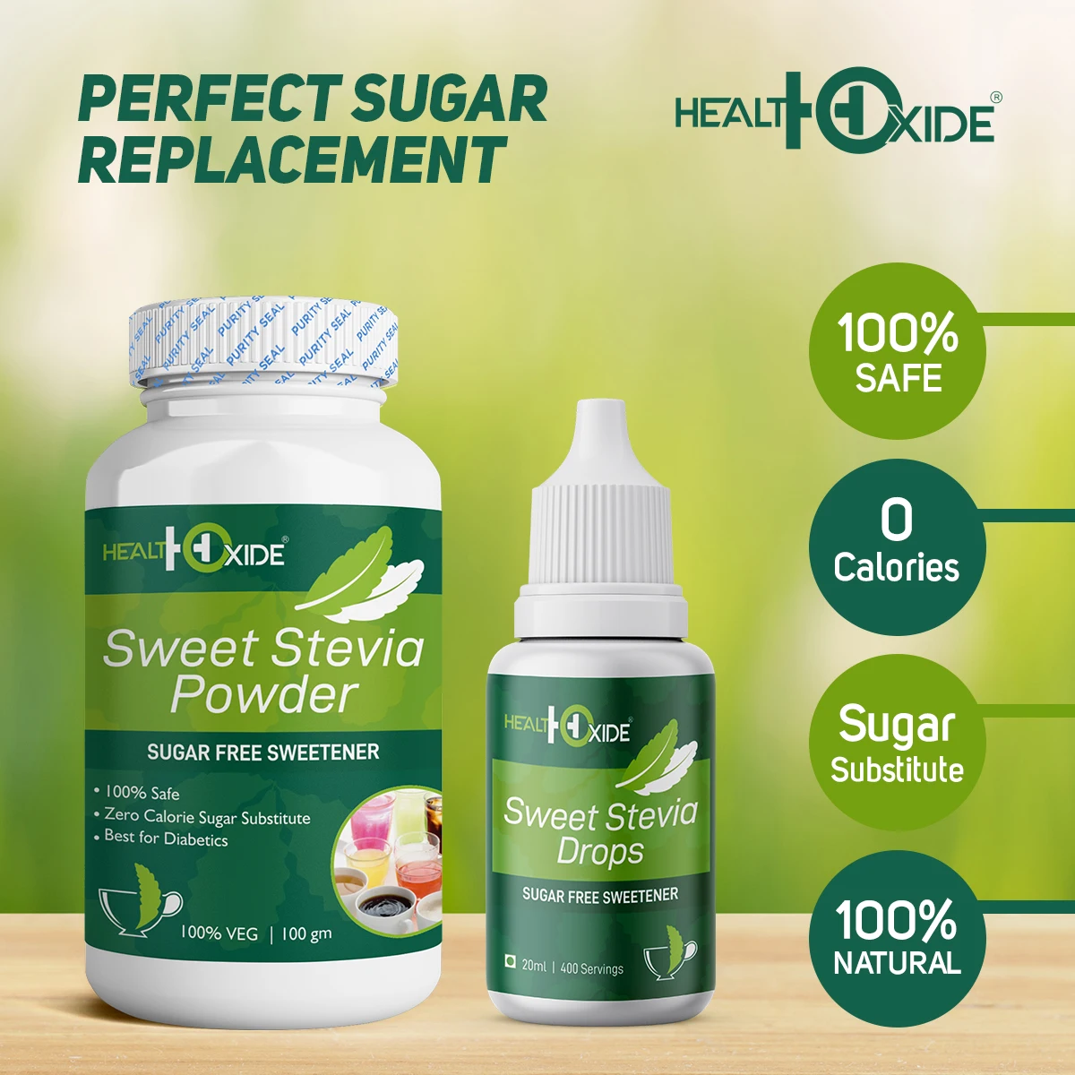 100% Safe Natural Sweet Taste Sugar Free Stevia Liquid Drops - 20 ml