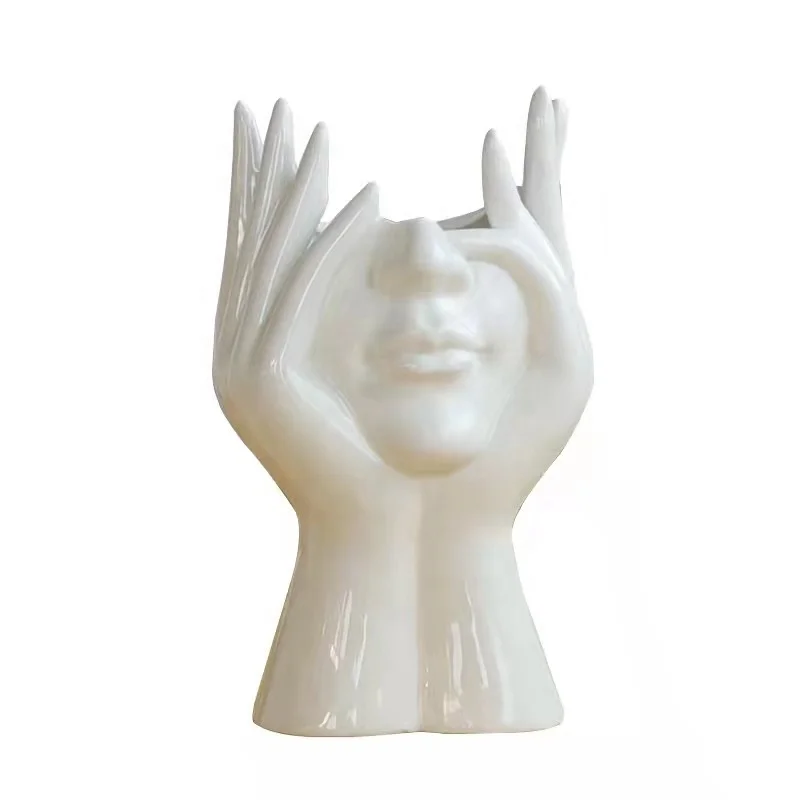 Body Head Hydroponics Creative Face Ceramic Vase Home Decor
