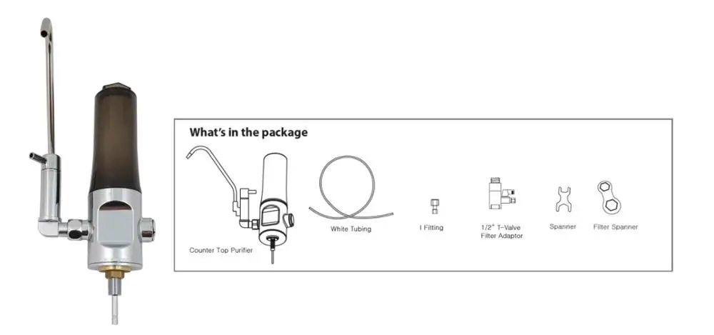 Compact Counter-Top Water Purifier with PureMax Filter HIgh TechNology, High Quality of Material, Made In Korea