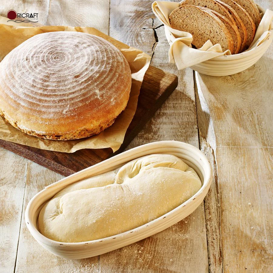 NUNIVAK Wholesale Oval Bannaton Proofing Rattan Basket For Storing Bread With Decorative Fabric Liner