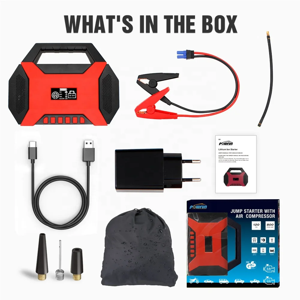 POWRUN 5 в 1 Genius boost Jump Starter GS супер конденсатор портативный 12В Автомобильный 800A аккумулятор стартер с воздушным