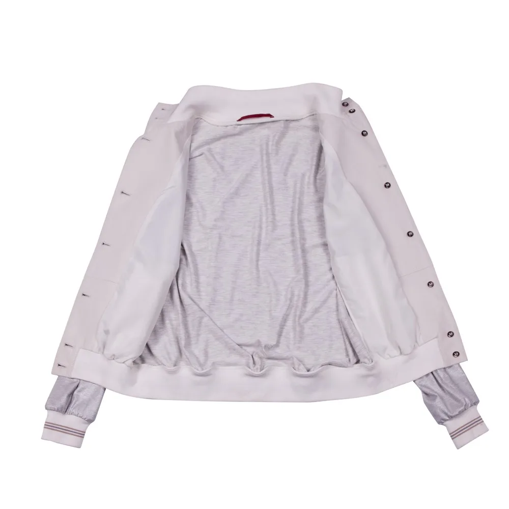 
Womans nappa college bomber with jersey silver Made in Pakistan 