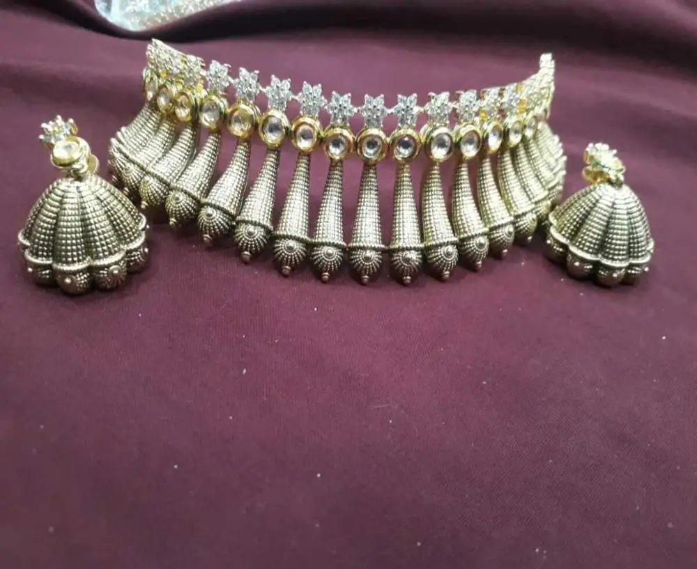 American Diamond Cubic Zircon Gold Plated Jewellery set