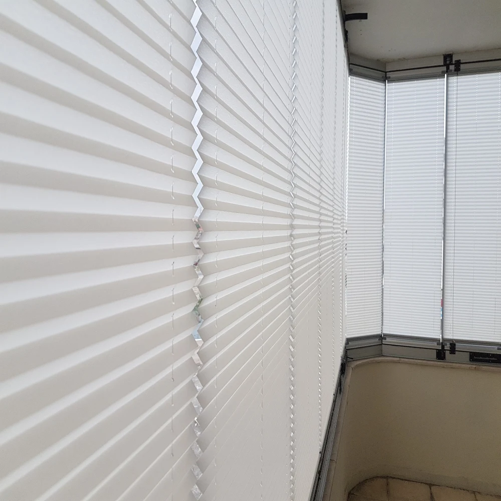 modern cordless pleated shade plisse curtain  blind for foldable glass  patio doors  and down control chainless hand control