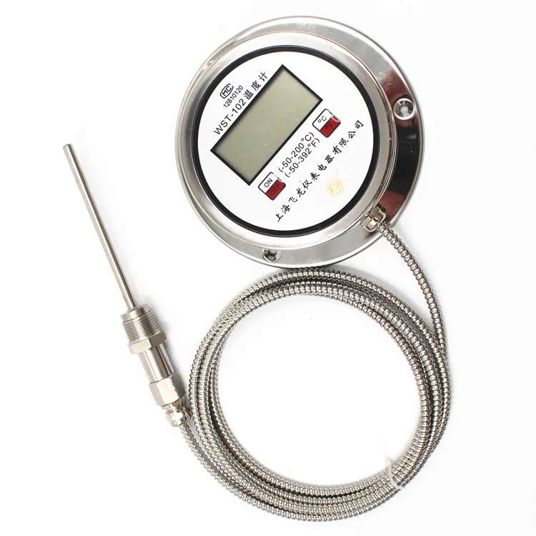 Full Stainless Steel Capillary Bimetal Thermometer Pizza Oven Grill Tank Thermometer with Customized Probe and Thread
