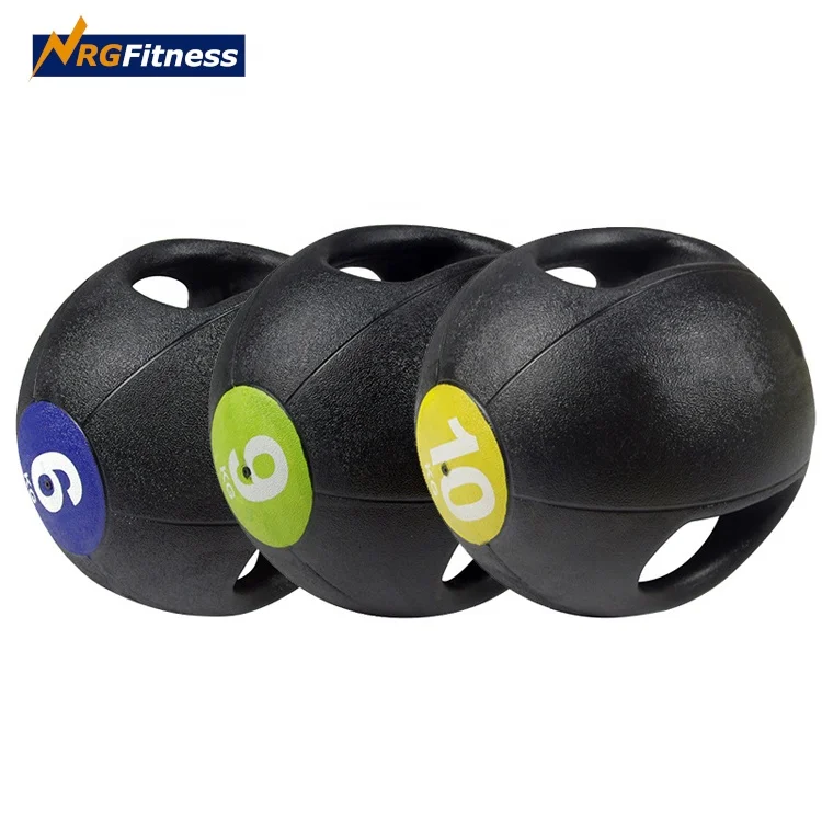 Custom Double Handle Medicine Ball Exercise Rubber Ball for Fitness and Core Strength Custom Size and Color