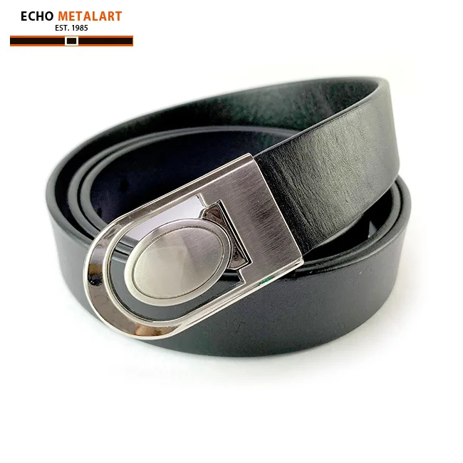 Nickel finish for easy used belt buckle in 30mm and belt for men leather top