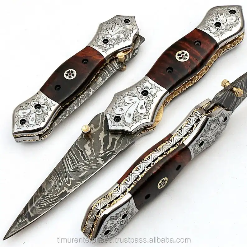 
Best price damascus steel blade wood handle knife folding blade knife pocket knife P-001 