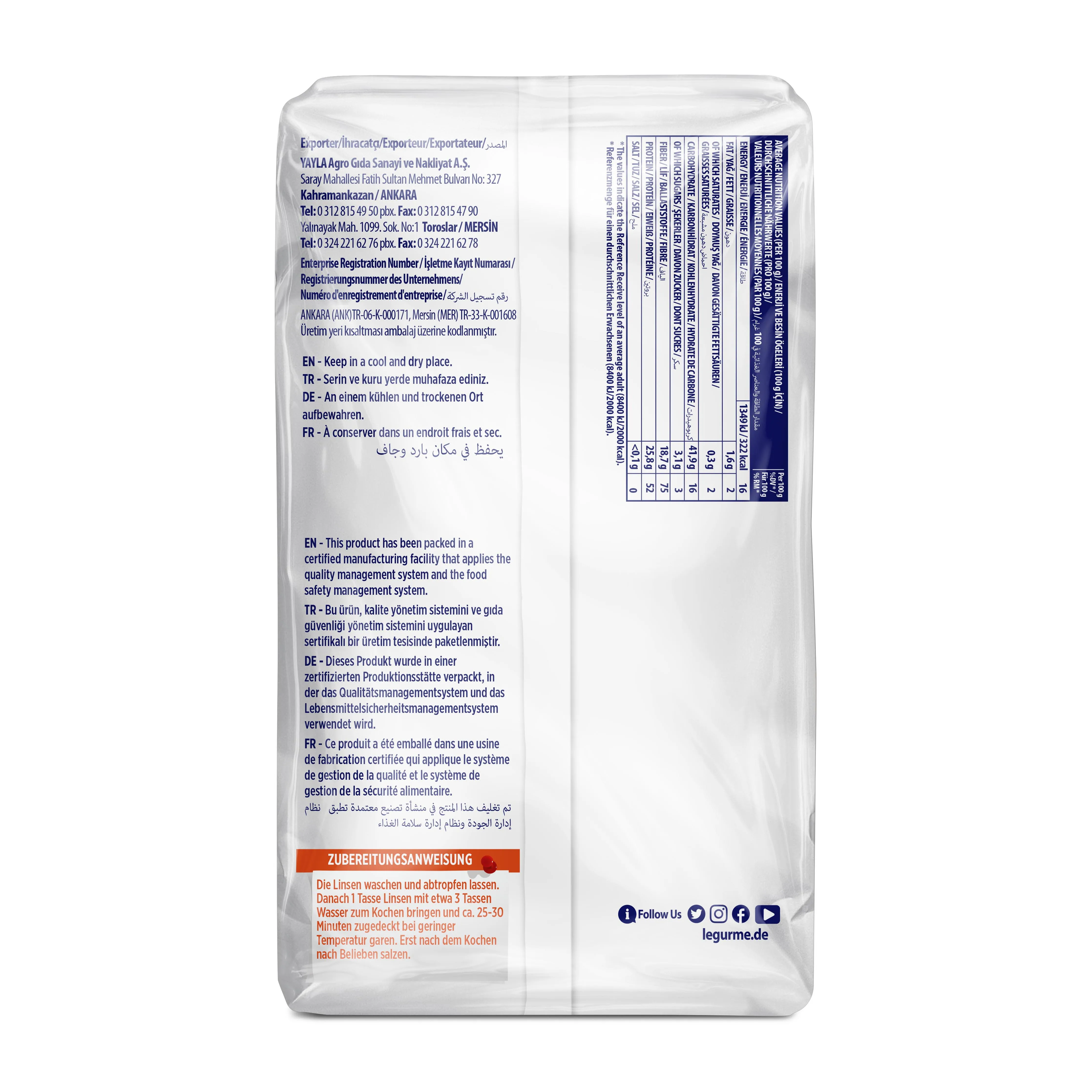 Legurme High Quality Best Price  1 Kg Red Lentils | Upright Pack | Dry Product | Custom Packaging  | Made in Turkey |