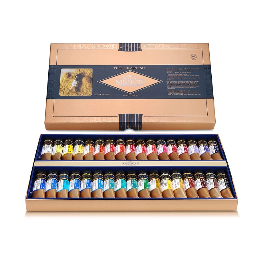 Mijello MISSION Gold Class Pure Pigment Watercolor Set (15ml) 34 /24/17 colors