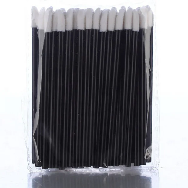 50 Pieces White Lint-Free Disposable Lip Makeup Brush Hollow Plastic Handle Lip Gloss Applicator for Foundation Eyelash Cleaning