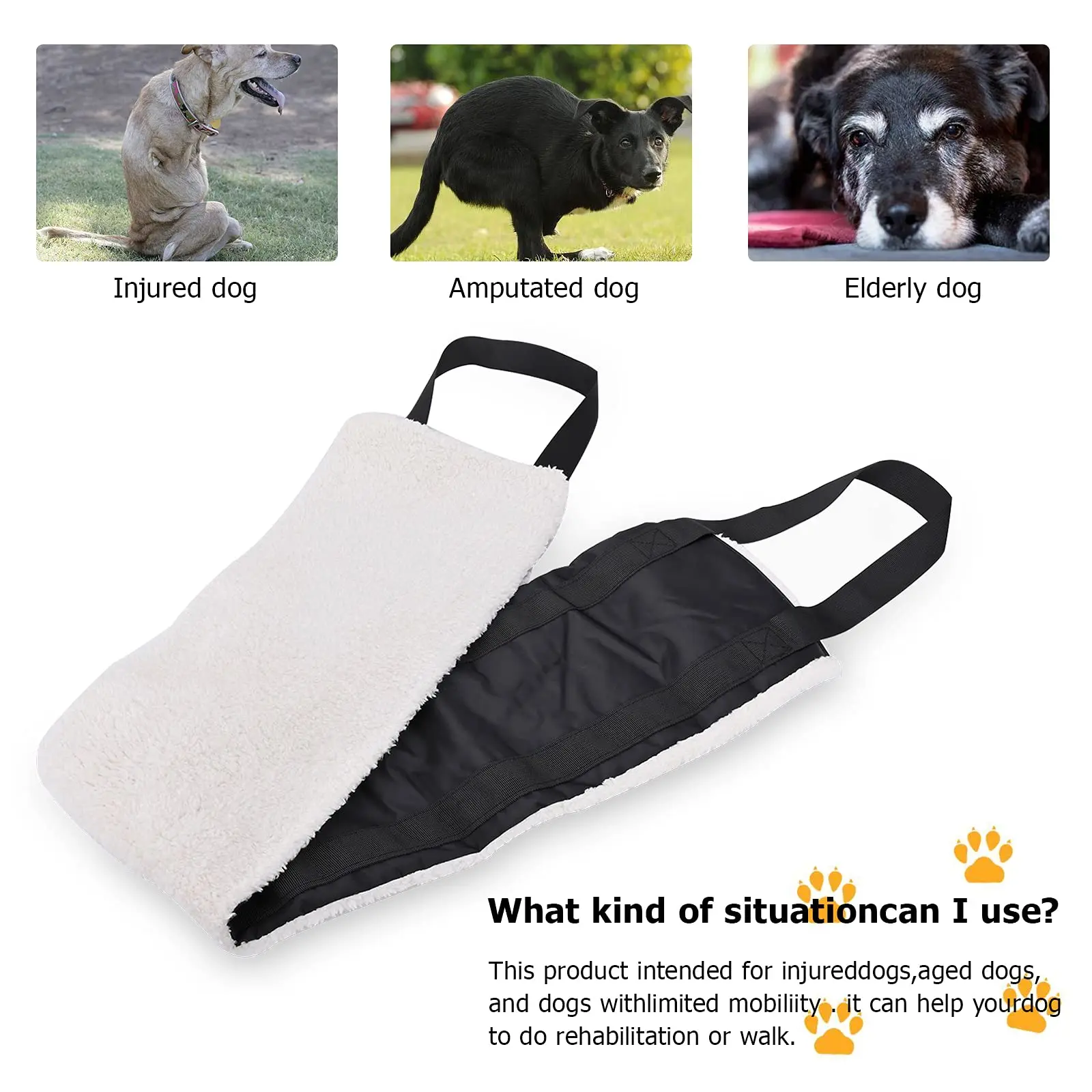 Large Dog Sling for Rear Legs Helps Elderly Dogs with Reduced Mobility, Dog Support K9 Dog Lift Harness, for Arthritis ACL.