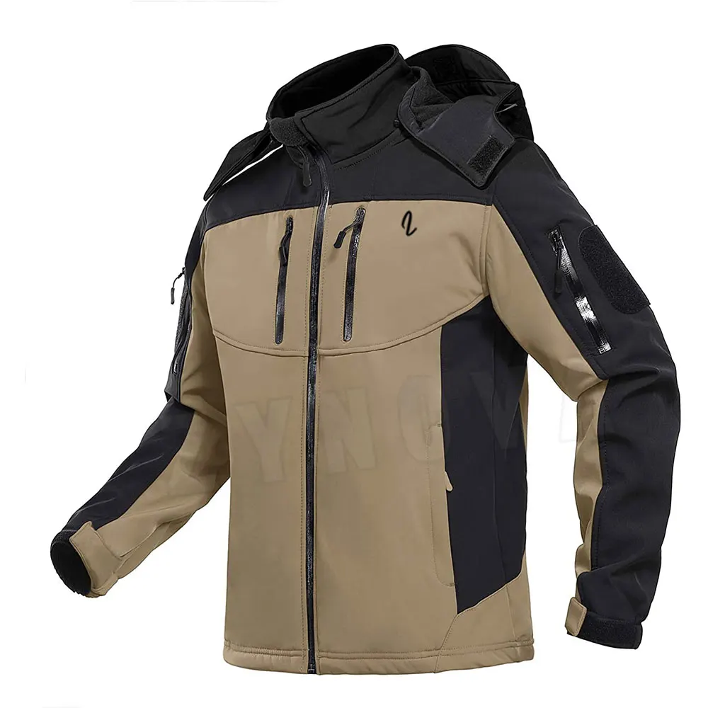 
Custom Print New Softshell Jacket Men Waterproof Windproof Thermal Fleece Outdoor Hooded Jacket Windbreaker Jacket 