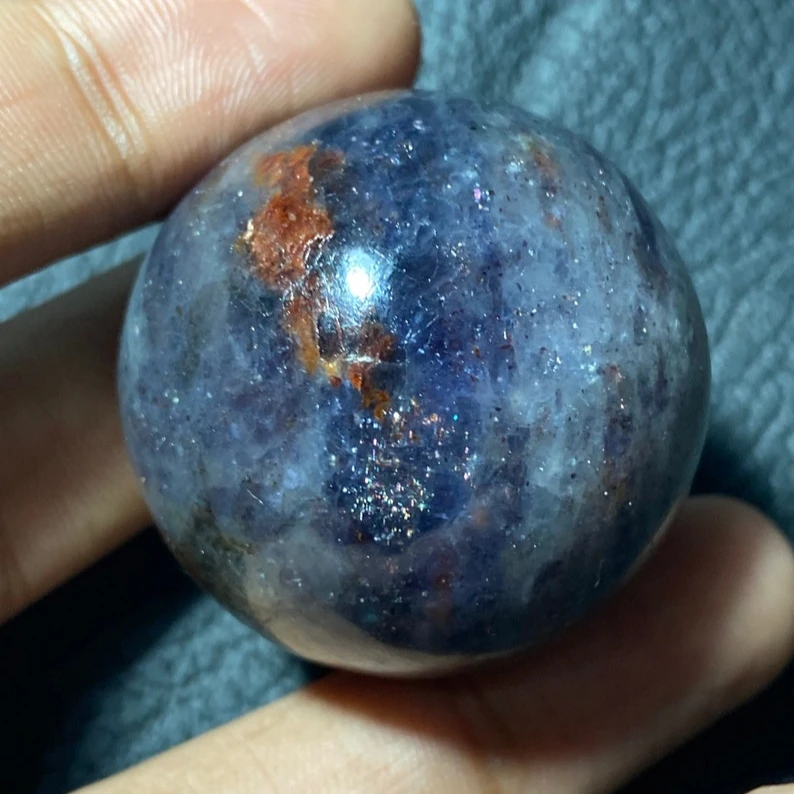 High Quality Iolite Sphere Reiki Charged Powerful Psychic Energy Improves Relationship Enhance Intuition Opens Third Eye Ease Mi