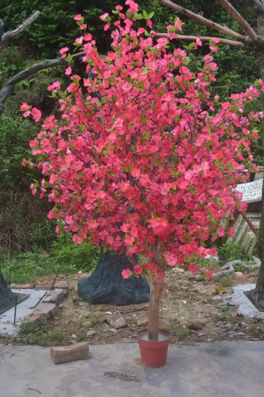 7 foot tall outdoor fake Peach Blossom trees big artificial plants wooden christmas decoration for christmas tree