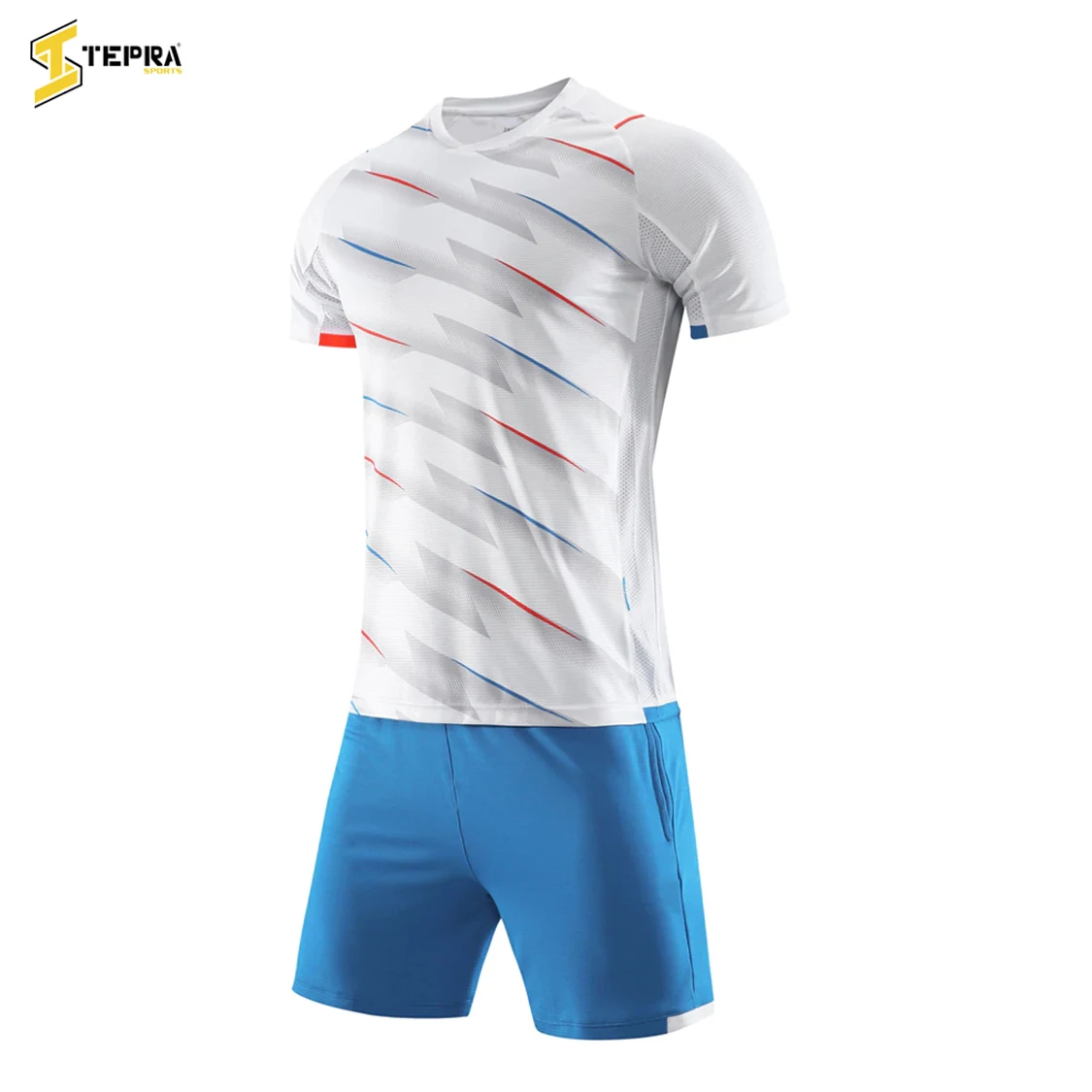 High Quality Red Breathable Lightweight Unisex Soccer Uniform Sublimation Custom Logo Football Jersey and Short