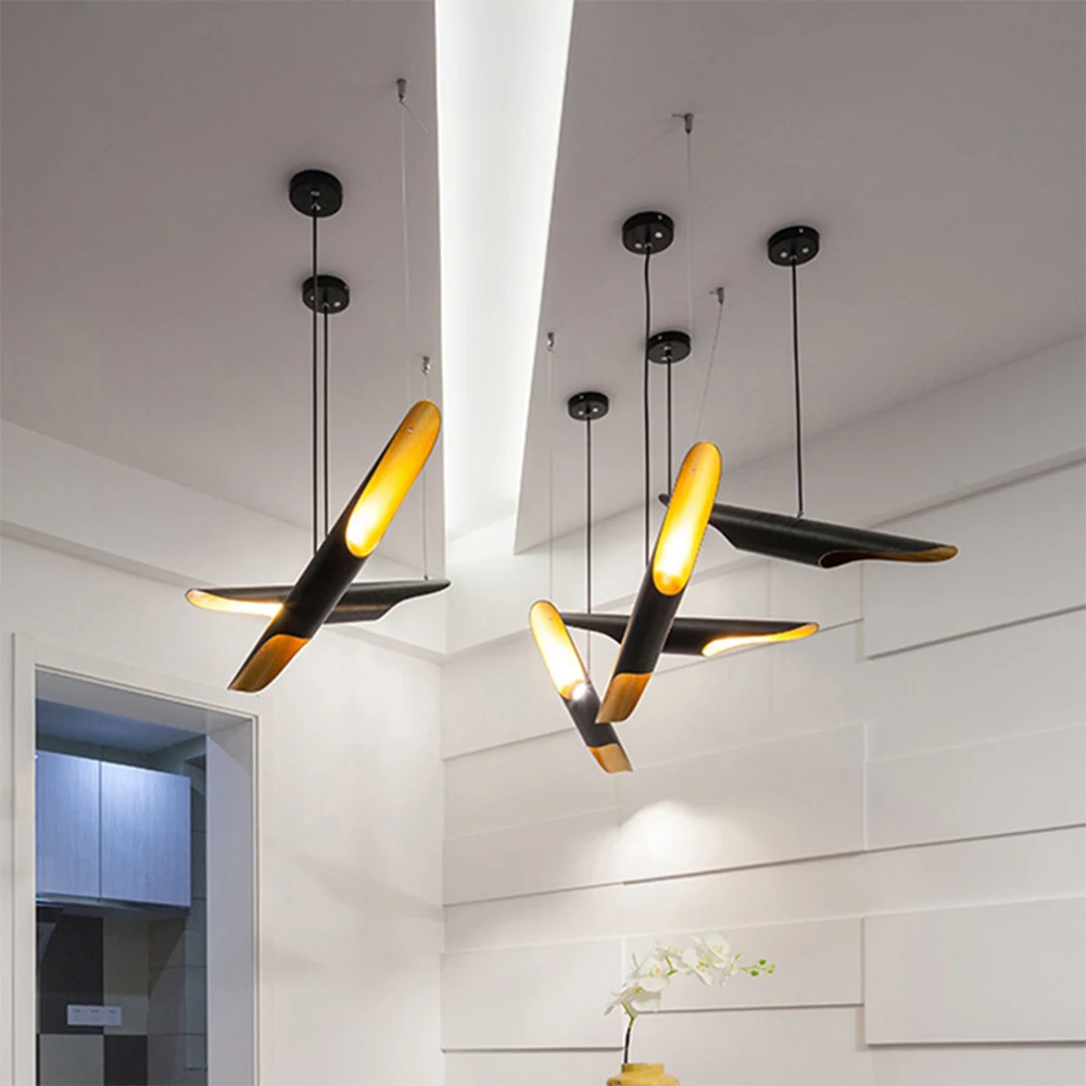 Люстра в виде бамбуковой трубки скандинавском стиле простой модный креативный алюминиевый светильник для самолета