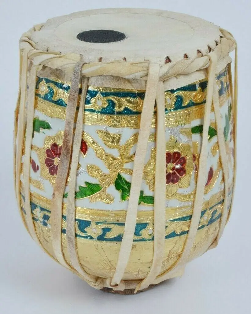 Meenakari  Decorative Mini Tabla Set  Educational Musical Instrument Meenakari Table Set Chrome Finish