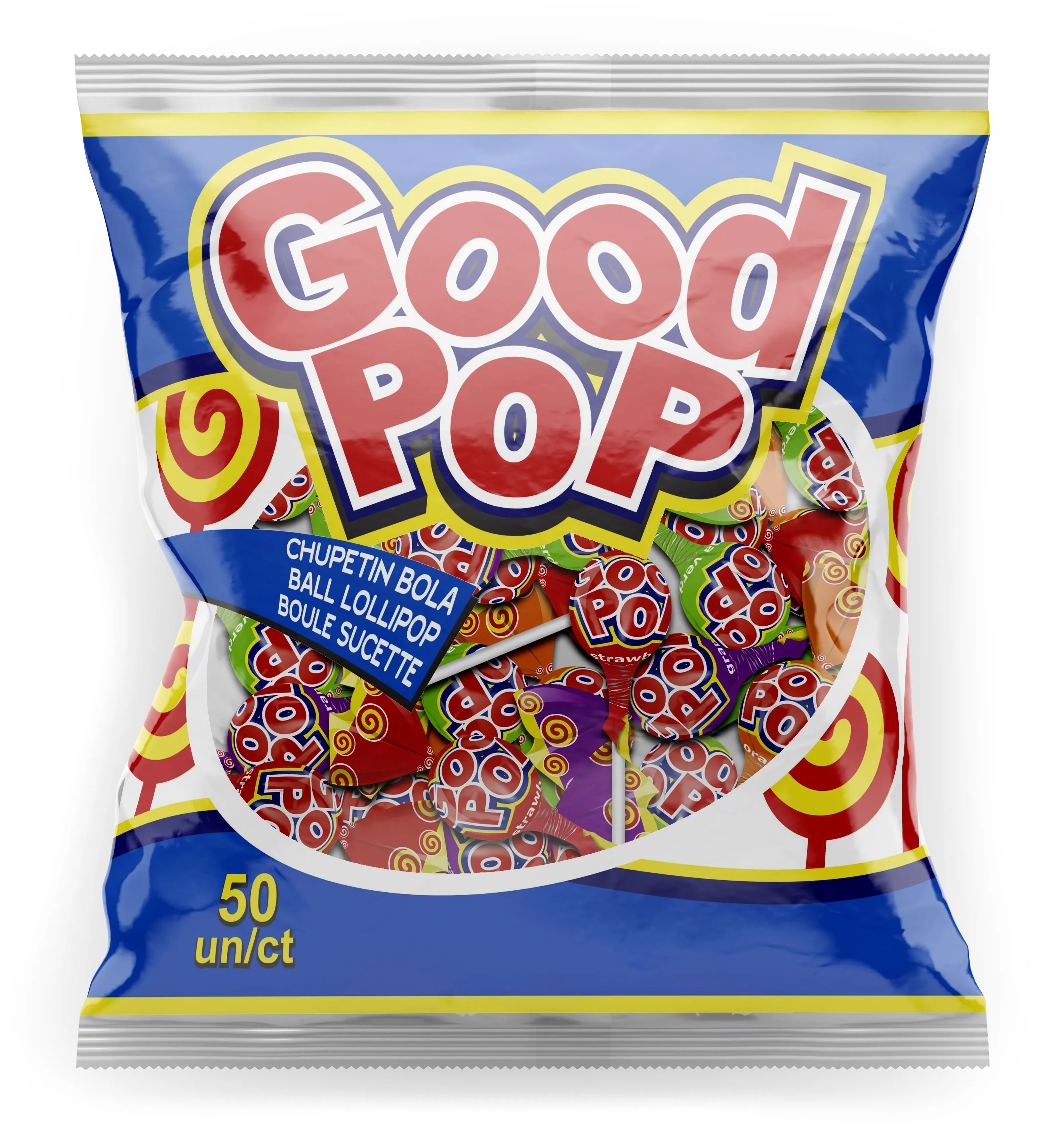 
3111 - Good Pops Fruit Lollipops Strawberry/Apple, Grape/Orange 5g 34x50un 