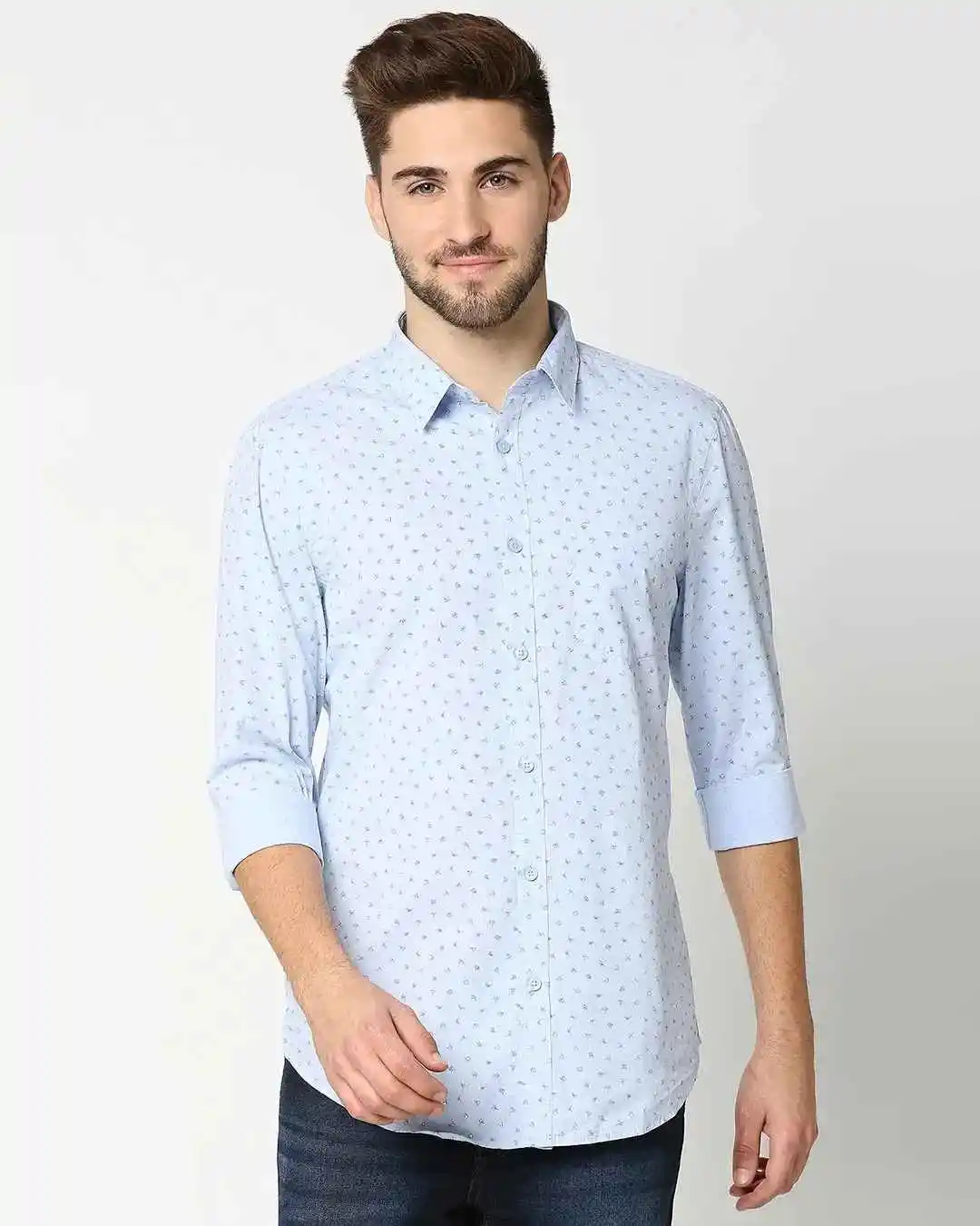 New Fashion Cotton Long Sleeve Turn Down Collar  Shirt Solid Slim Fit Male Social Casual Business White Black Dress Formal Shirt