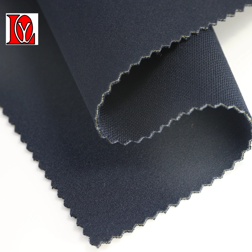 100% polyester pique stretchable + neoprene+ polyester H.gauge interlock fabric with stretchable