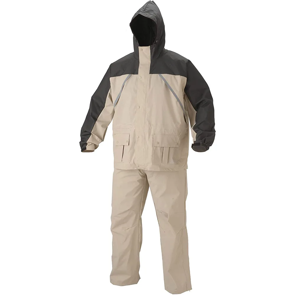 rain gears black pvc polyester 0.32mm rain suit
