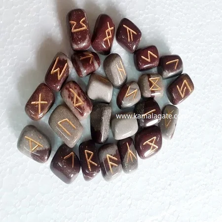 Crystal Elder Futhark Engraved Runes Set Amethyst Narmada River Stone Gemstone Stone Runes for Sale