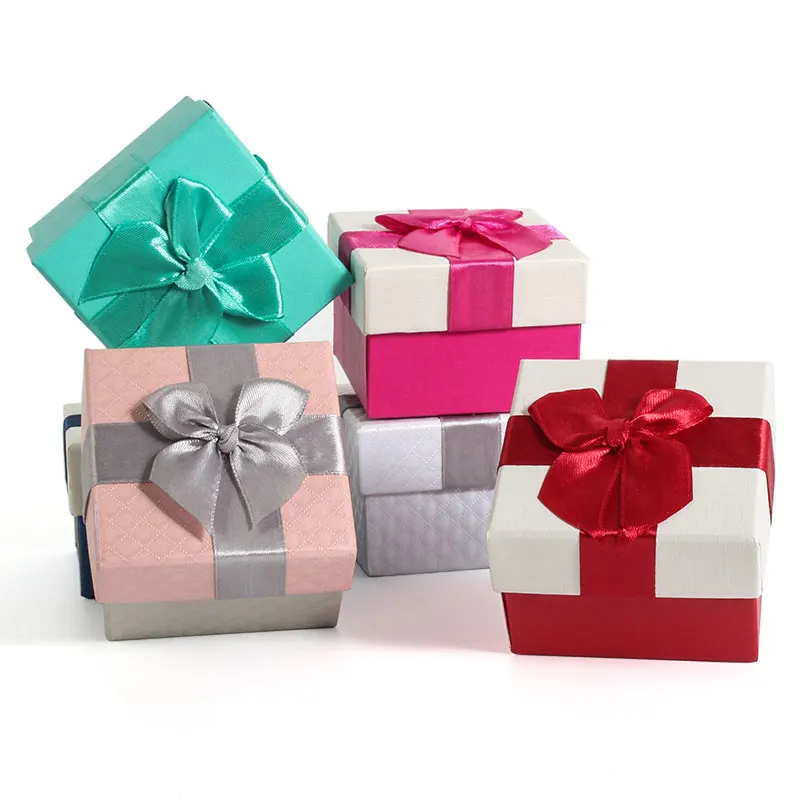 TA MINGREN Cheap Wholesale Paper Ribbon Bow Gift Jewelry Packaging Cajas Joyas Carton Con Liston with Foam