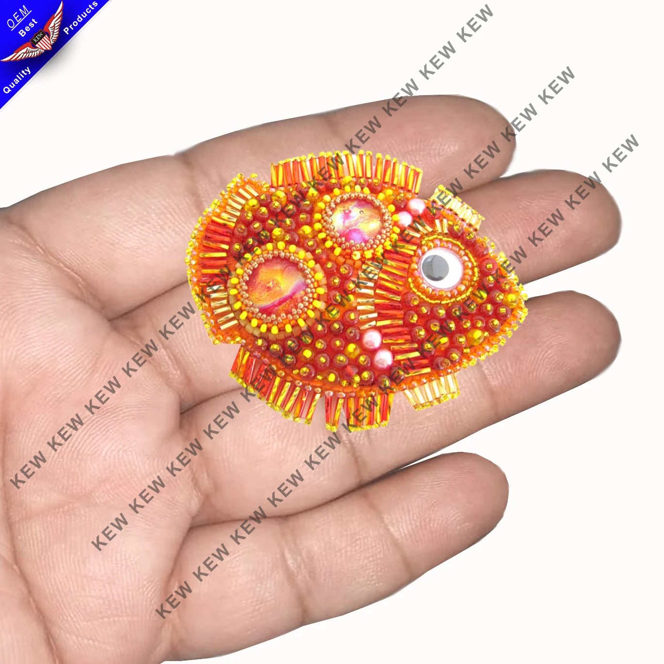 Beaded Brooch Pin Fish Tales Ocean Jewelry Bead Embroidery Bohemian Embroidered brooches handmade party wedding USA UK Europe