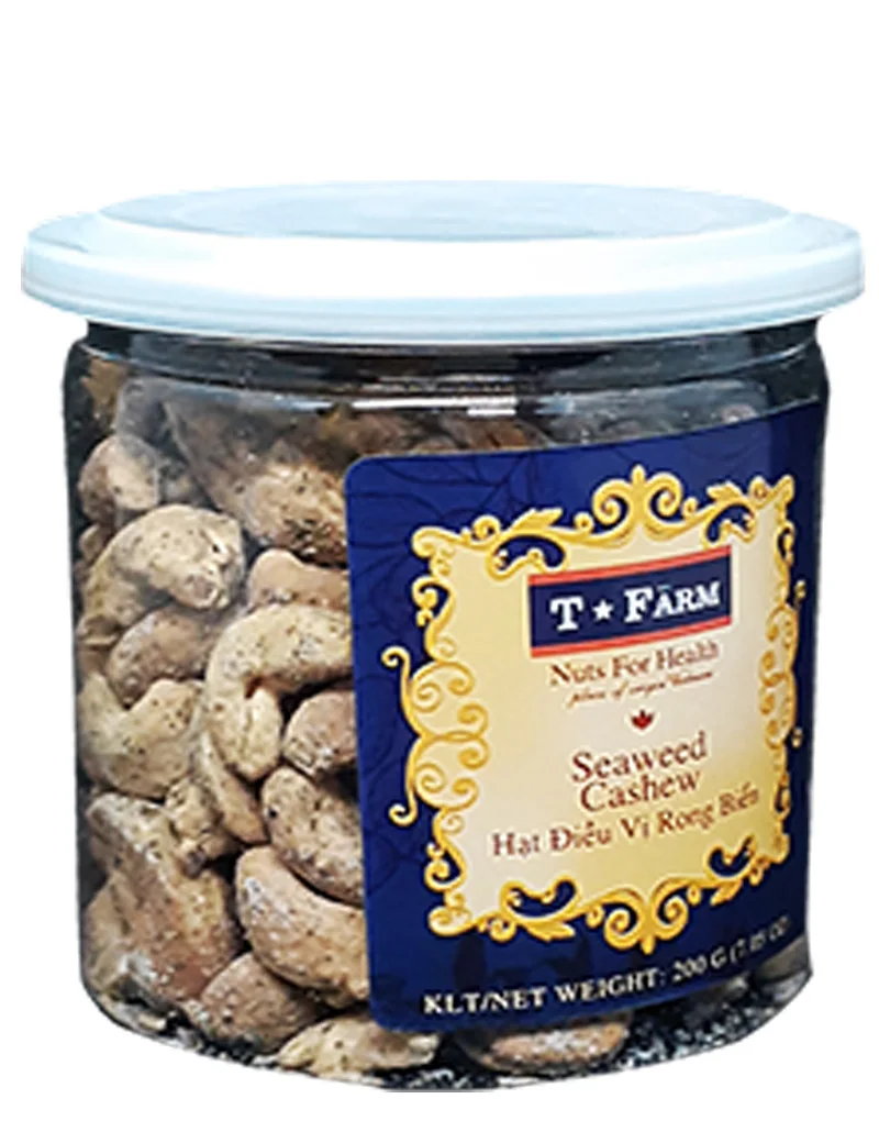 Vietnam SEAWEED Baked Dried Manufacturer Flavor Cashew Nuts Dried  CASHEW T- FARM - JAR 200GR IN Vietnam factory